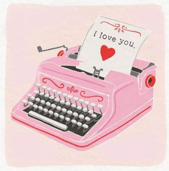 Machine à écrire Saint Valentin